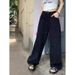 Women's Clothing Black High-Waisted Flared Jeans With Retro Polka Dots – Loose Fit, Slimming, Versatile Straight-Leg Pants_mkmklike.com