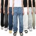 Men's Clothing Multi Color Straight Washed Jeans For Men Loose Straight Wide Leg Versatile Casual Trousers_mkmklike.com