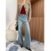 Women's Clothing High Waist Wide Leg Stretch Denim Jeans - Soft Washed Comfortable Casual Pants For Autumn_mkmklike.com