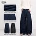 Men's American Vintage Bamboo Texture Curved Hem Baggy Cargo Pants Asymmetric Design Jeans_mkmklike.com