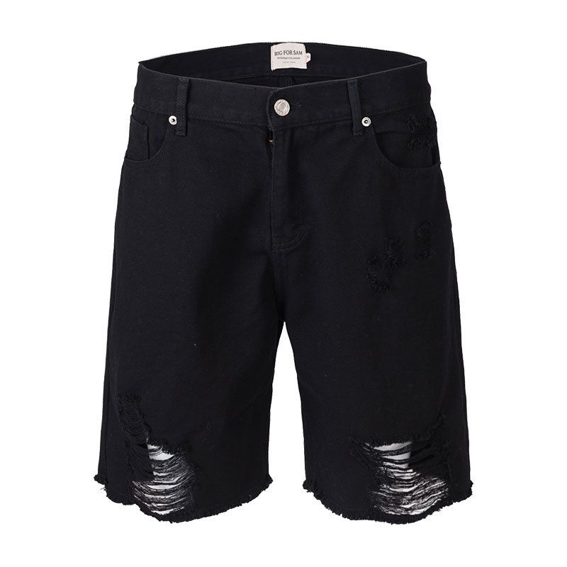 Suitable For All Seasons 2025 Summer High Street Large Hole Denim Shorts For Men Hip Hop Style Couple's Distressed Pants_mkmklike.com