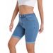 Fashionable Women's Stretch Mid-Rise Jeans Embroidered Rolled Hem Five Point Waist Casual Cotton Denim Spring/Autumn Summer_mkmklike.com