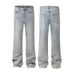 Men's Clothing Spring Cleanfit Ice Blue 501 Pants Slim Trendy Straight Drape Snowflake Pattern Washed Distressed Men_mkmklike.com