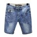 Men's Vintage Washed Denim Shorts – Retro Stretch Cargo Shorts With Printed Design, Loose Fit & Breathable For Summer (28-36)_mkmklike.com
