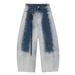 Gradient Color Washed Decorative Jeans Scimitar Pants Men's American Style Loose Lazy Relaxed Wide-Leg Trousers_mkmklike.com