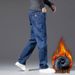 Nordmann Jeans Autumn Casual Long Fleece Lined Thickened Winter Super Thick Middle-aged Loose Straight Men's Pants_mkmklike.com
