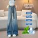 Women's Gradient Rhinestone Straight Leg Jeans High Waist Slimming Wide Leg Floor Length Drawstring Pants Summer 2025 Thin Style_mkmklike.com