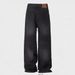 Men's Clothing Retro Washed Drape Loose Export Jeans Vintage Washed Loose Fit Oversized Denim Jeans - Black Straight Leg Wide Pants For Men & Women_mkmklike.com