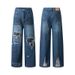 Men's Clothing Hip Hop Loose Dirty Distressed Washed Straight Wide Leg Pants_mkmklike.com