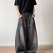 Vintage Washed Denim Jeans For Men – Distressed Paint Splatter & Relaxed Wide-Leg Fit | 90s Retro Streetwear Straight Cut Pants_mkmklike.com