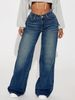 Women's Clothing Retro Blue Women's Jeans Loose Casual Straight Leg Wide Leg Trousers Spring Summer Fashion_mkmklike.com