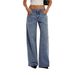 Women's Retro Low-Waisted Wide Leg Jeans Sexy Straight Leg Denim Blue Basic Versatile Washed Jeans For Casual Wear_mkmklike.com