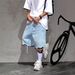 Cross-border Foreign Trade American Style Street Cool Denim For Men, Trendy Brand Loose Straight Five-point Shorts_mkmklike.com