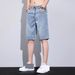 Men's Ice Silk Denim Shorts - Lightweight Tencel Fabric, American Retro Workwear Style, Breathable Summer Casual Shorts_mkmklike.com