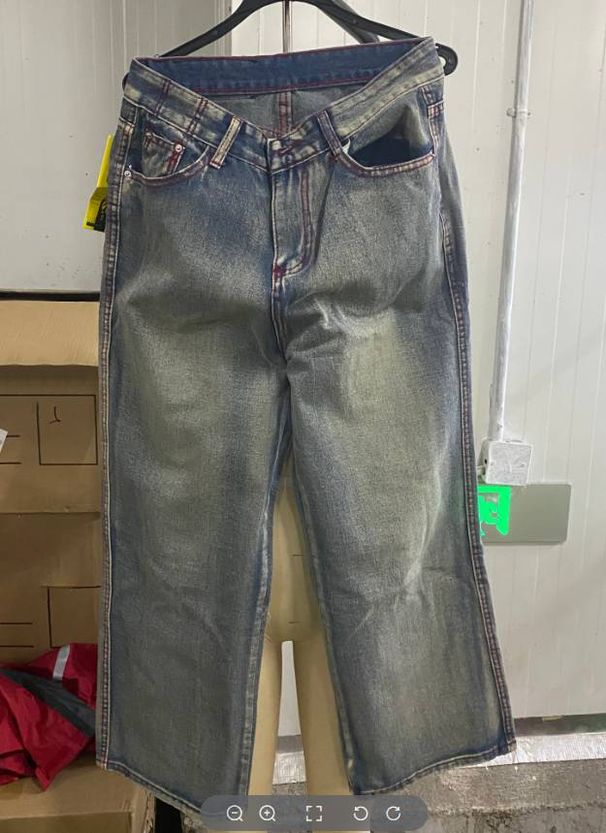 Men's Clothing Retro Distressed Washed Jeans Men's Brand Teenagers Wide-leg Workwear Heavy-duty Design Casual Pants_mkmklike.com