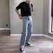 High Street Light Colored Jeans For Men New Style Versatile Slimming Straight Leg Wide Leg Casual Pants_mkmklike.com