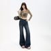 Retro Style Slimming Flared Jeans For Women Loose Fit Stretchy Slim Style Plus Size Early Spring_mkmklike.com