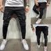 Mode Streetwear Zerrissene Dünne Jeans Männer Seite Mulit Taschen Denim Cargo Hosen Slim Fit Pantalones Hombre Weiche Elastische Jogger_mkmklike.com
