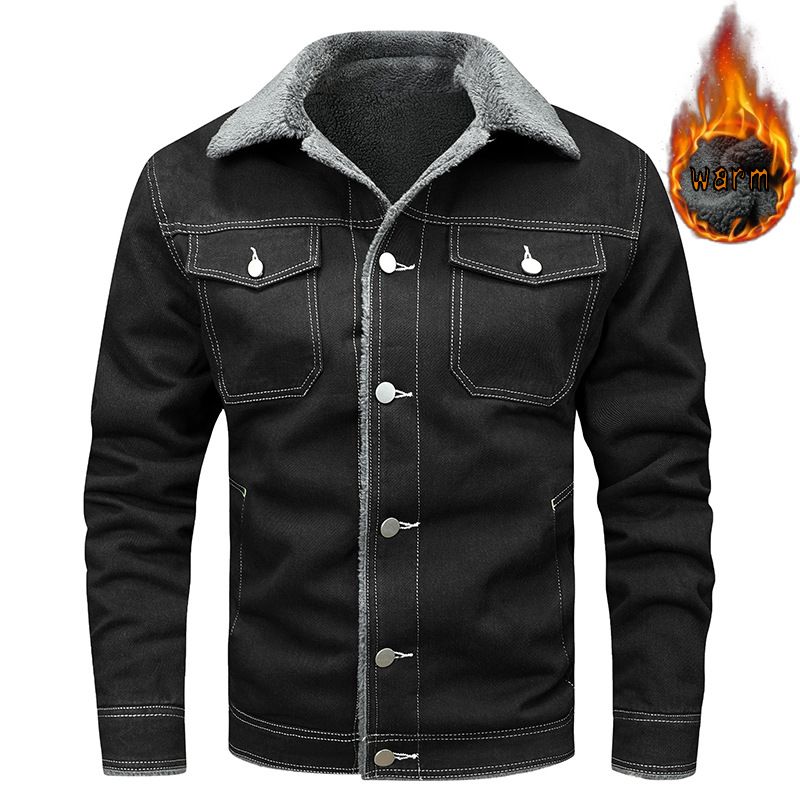 Denim Jacket Men's Spring And Autumn New Ruffian Handsome Tooling Casual Autumn And Winter Velvet Men's Trendy Jacket Casual Daily_mkmklike.com