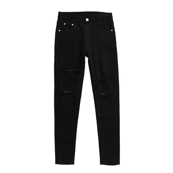 Men's Stretch Skinny Jeans With Ripped Details - Mid Rise Black Denim Pants For Everyday Comfort & Style_mkmklike.com
