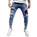 Men's Distressed Skinny Stretch Jeans Patchwork Testing Small Order Customization Denim_mkmklike.com