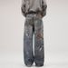 Men's Trendy Loose Wide Leg Straight Leg Jeans Digital Cut Print New AC Pants Clothing Wear Archer0603_mkmklike.com