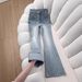Women's Clothing High-Waisted Washed Flared Jeans Stretchy Slimming Light Colored Flared Pants For Pear Shaped And Petite Figures Spring Style_mkmklike.com