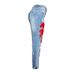 Women's Clothing Elastic Loose Jeans Women's Trousers Colorful Flower 3d Embroidery Ripped Jeans_mkmklike.com