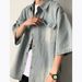 Men's Clothing Summer Washed Distressed Pocket Short Sleeved Denim Shirt Trendy Retro Work Shirt Jacket_mkmklike.com