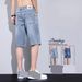Men's Ice Silk Denim Shorts - Lightweight Tencel Fabric, American Retro Workwear Style, Breathable Summer Casual Shorts_mkmklike.com