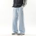 Relaxed Fit Straight Leg Men's Jeans - Classic Vintage Washed Denim Trousers For Casual Wear Breathable Cotton-Blend Fabric_mkmklike.com