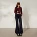 YC&American Retro Hot Girl Low-Waist Double-Buckle Slim Flared Versatile Autumn-Winter Stretch Denim Pants For Women New_mkmklike.com