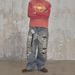 Men's Distressed Straight Leg Jeans 3D Digital Print Ripped And Wrinkled Blue Dirty Street Style American Fit Casual Pants_mkmklike.com