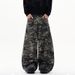 American Style Camouflage Wide-Leg Cargo Trendy Brand Men's Loose Fit Scimitar Pants Deconstructed Cut Denim Trousers_mkmklike.com