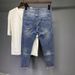 Men's Slim Fit Washed Denim Jeans – Korean Style Stretchable Tapered Ankle-Length Pants (28-36) | Trendy & Versatile_mkmklike.com