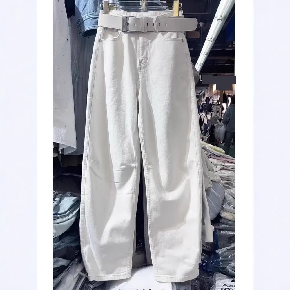 Women's Clothing Large Size White Scimitar Jeans Wide Leg Pants Slim Narrow Pants_mkmklike.com
