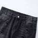 Men's High-End Worn Out Stretch Jeans Tight Fit Midweight Denim Flare Pants Black Vintage Casual Hip Hop Style_mkmklike.com