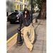 Voguo Relay Women’s Khaki Jeans – American Letter Print Wide-Leg Straight Pants With Retro Design & High Waist_mkmklike.com