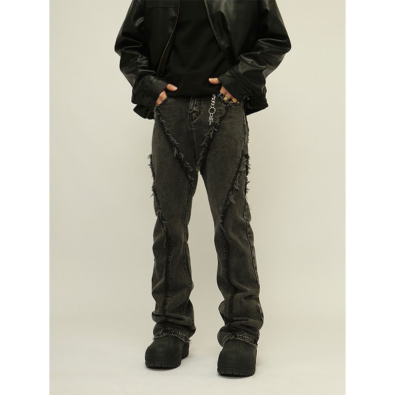 Nordmann European And American Style Vibe Jeans For Men, Distressed Design, Frayed Casual Pants, Trendy Brand, High Street, Loose_mkmklike.com