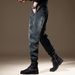 Men's Patchwork Washed Work Jeans Loose Fit American High Street Style Trendy Versatile Retro Harem Jogger Pants_mkmklike.com