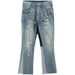Men's Clothing Fashion Loose Style Flared Patchwork Jeans Micro High Street Hip Hop Ink Splash Damage Washing Pants_mkmklike.com