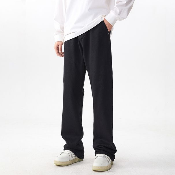 Men's Black Flared Jeans Wide Leg Loose Casual Cleanfit Archer0603 American Style Flared Pants_mkmklike.com