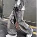 Men's Trendy Cool Versatile Casual Wide Leg Jeans Black Gray Washed Paint Splatter Loose Fit American Retro Style_mkmklike.com
