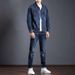 Northfold Denim Suit Two-Piece Set Spring Autumn 2023 New Jacket Coat Top Pants One-Piece Trendy Stretch Men's Clothing_mkmklike.com
