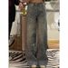 Retro Heavyweight Denim Jeans Rhinestone Patchwork For Women Sparkly Floor-Length Pants Stylish Girls Summer Fashion_mkmklike.com