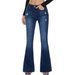 Women's Clothing Slim Denim High Elastic Bell Bottom Pants_mkmklike.com