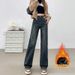 New Winter Collection: Women's Fleece-Lined Straight-Leg Jeans 2025, High-Waisted Slimming Design, Wide-Leg Pants For_mkmklike.com