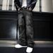 Men's Trendy Loose Wide Leg Pants American Retro Washed Distressed Gray Splatter Paint Curved Blade Jeans_mkmklike.com