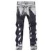 Men's Jeans, Black, Non Stretch, Ripped, Straight Leg, Multi Process Design, Slim Fit, Fashionable Jeans._mkmklike.com