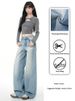 American Retro Straight-leg Wide-leg Jeans For Women, Early Spring 2026 New Model, Light Blue, Loose, Slimming,_mkmklike.com